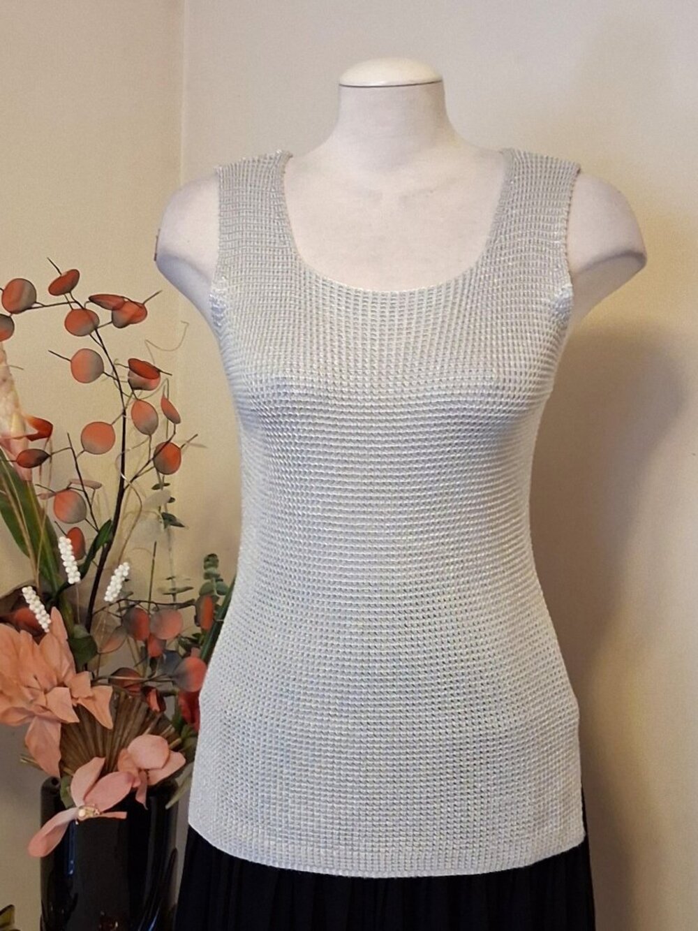High Quality Summer Knitwear Tank Top Stretchy Silver Camisole 14 - Picture 3 of 10